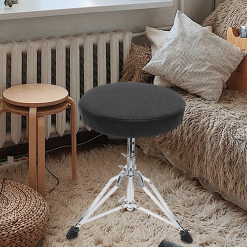 Round Stool Cover Black Slip Resistant Comfortable Protector - Foto 7 di 12