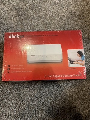 D-Link dlinkgo 5-Port Gigabit Desktop Switch GO-SW-5G White New Sealed