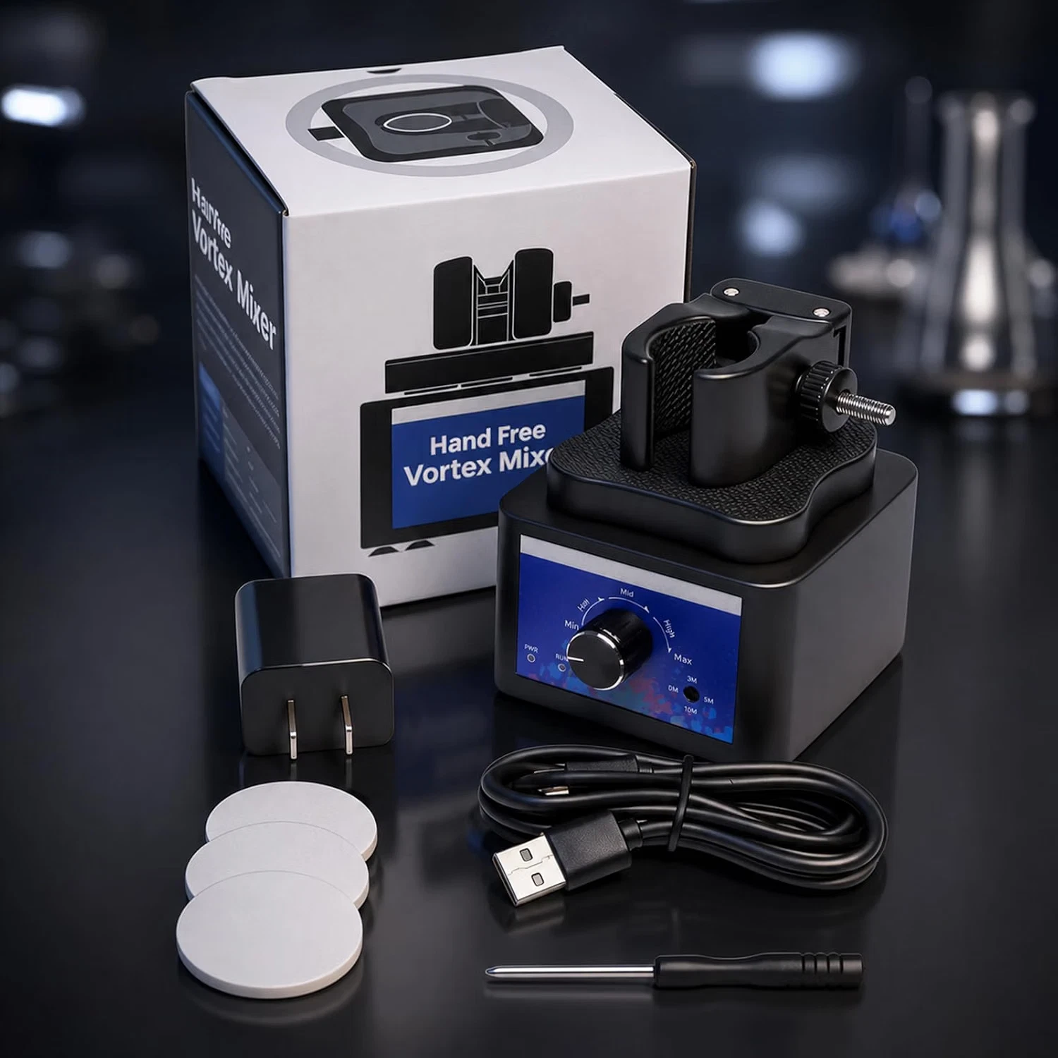Electric Vortex Mixer 1800 RPM Brushless Motor Hands-Free Clamps Adjust Speed image 7