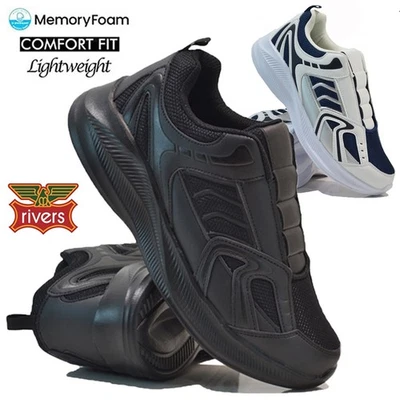 RIVERS HERREN MEMORY FOAM SLIP ON WALKING RUNNING JOGGING SPORT GYM SNEAKER SCHUHE PUMPS