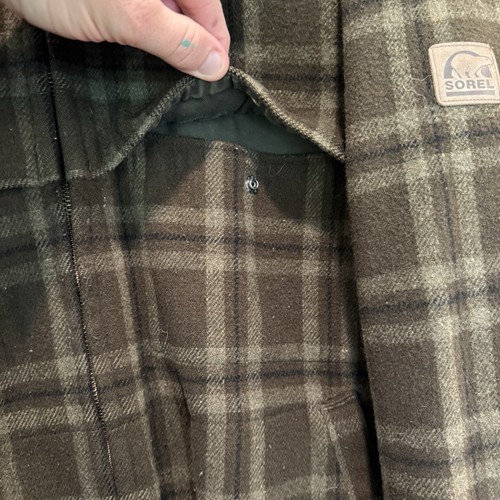 Chaqueta de trabajo al aire libre de lana verde/marrón a cuadros Sorel Designer talla grande nueva sin etiquetas - Imagen 5 de 7