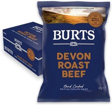 Full Box of Burts Devon Roast Beef Crisps 20 x 40g Bags Hand Cooked Crisp