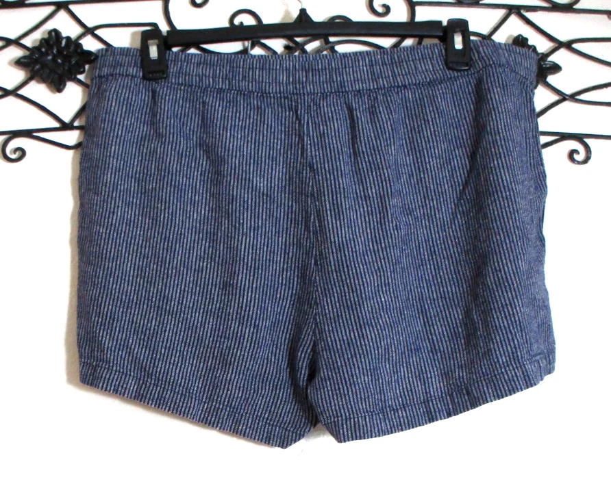 Шорты J Crew размер XL льняная смесь синие карманы эластичная талия - Изображение 2 из 4