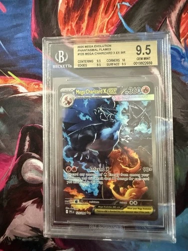 Mega Charizard X EX SIR Me02: Phantasmal Flames 125/094 Beckett 9.5 Holo