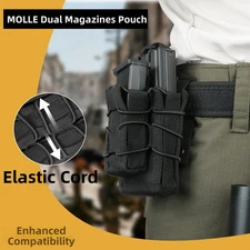 Tactical Molle Double Mag Pouch 2-Layer Holder for 9mm/5.56 Carrier Magazine Set