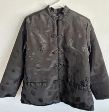 VTG Youth Boy’s Chinese Tang Suit Mandarin Jacket for Kids Black Embroidered M