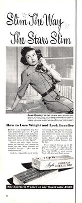 Ayds Reducing Candy Joan Bennett Endorsed Weight Loss Vtg 1951 Magazine Print Ad