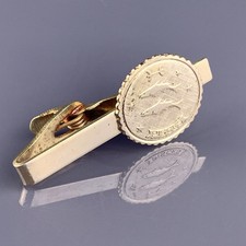 Pisces Fish Water Tie Clip Bar Gold Tone Astrology Sign Zodiac Horoscope Vintage