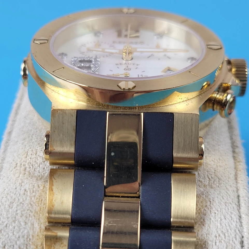 Reloj Cronógrafo Renato Beauty Collezioni ETA G15.211 Oro Acero Goma Diamante Foto 3 de 4