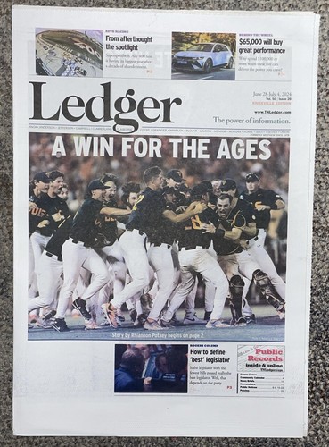 Tennessee Volunteers Baseball TN Ledger College World Series Champs! 6/28/24 NEW - Picture 2 of 6