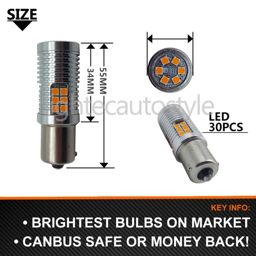 2x Ba15s P21W 30SMD amber LED canbus turn signal indicator light bulbs orange 🔶 - Picture 8 of 9