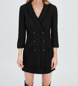 black tweed dress zara
