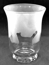 MAINE COON CAT Frieze 14.5cm Crystal Glass Vase / Hurricane Lantern