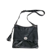 Rachel Rachel Roy Black Leather Crossbody Bag Purse Tassel Adjustable