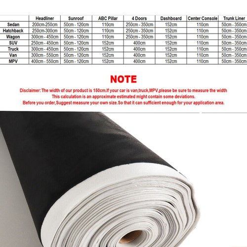 Car Headlining Roof Lining Hood Foam backed Upholstery Fabric Material Door Trim - Picture 11 of 22