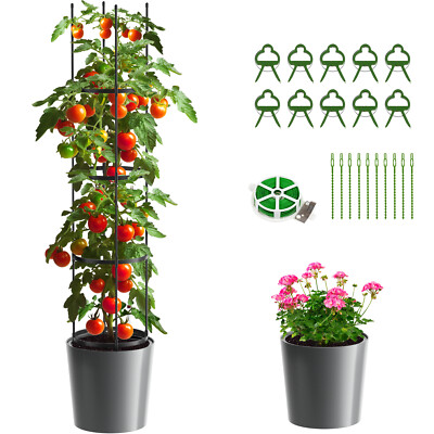 NAIZEA Tomato Planter Box with Trellis, Self Watering Rolling Raised Garden Bed