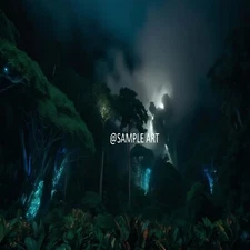 Digital Image Picture Wallpaper Background Desktop AI Art - Rainforest at Night