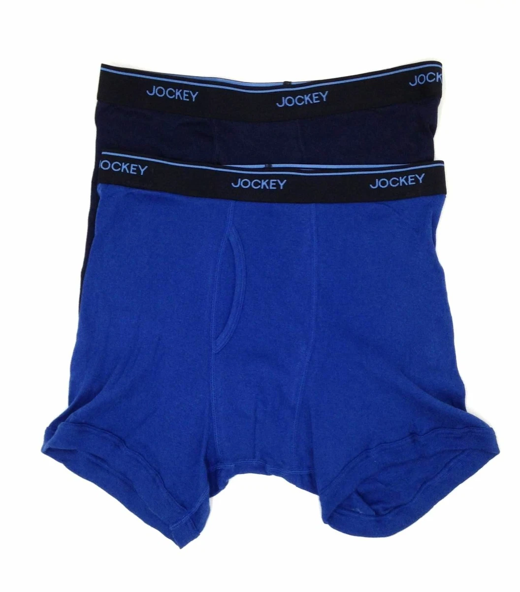 $53 Jockey Underwear Men'S Blue Cotton Stay Cool 2-Pack Boxer Briefs Size M