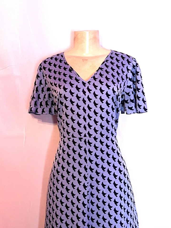 VESTIDO DE SEDA MANGA CORTA ESTAMPADO AZUL CLARO NORDSTROM SIGNATURE CON ESTAMPADO AZUL MARINO Foto 2 de 3