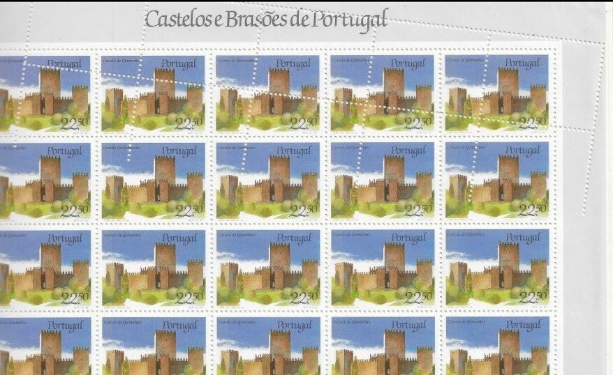 ERROR DE PERFORACIÓN VARIEDAD 1986 hoja completa de 50 CASTILLO PORTUGAL CASTELO MNH** Foto 4 de 4