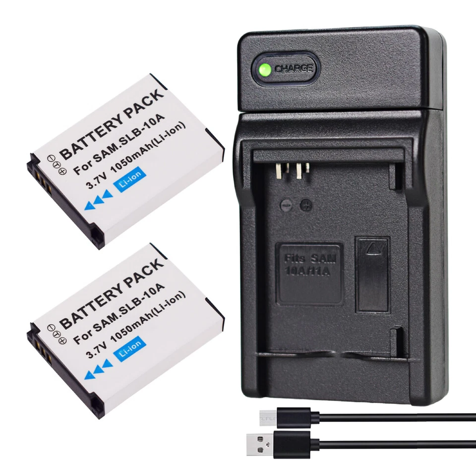 2x Batería + Cargador USB para SAMSUNG SLB-10A SBL-10A 044701009597 4302-001221 Foto 2 de 4
