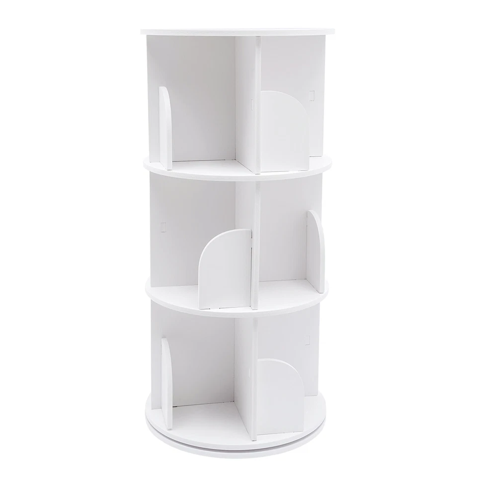 3 Tiers 360?? Rotating Stackable Shelves Bookshelf Organizer Floor Standing USA - Image 4 of 4