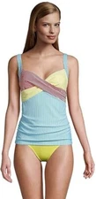 NEW Lands End Tankini Top Swimsuit 16DDD Stripe Chlorine Resistant UPF 50 Resort