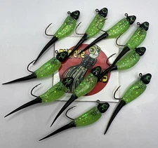 10 Pack 1/16 Oz  Black And Chartreuse Crappie Jig (showtime)