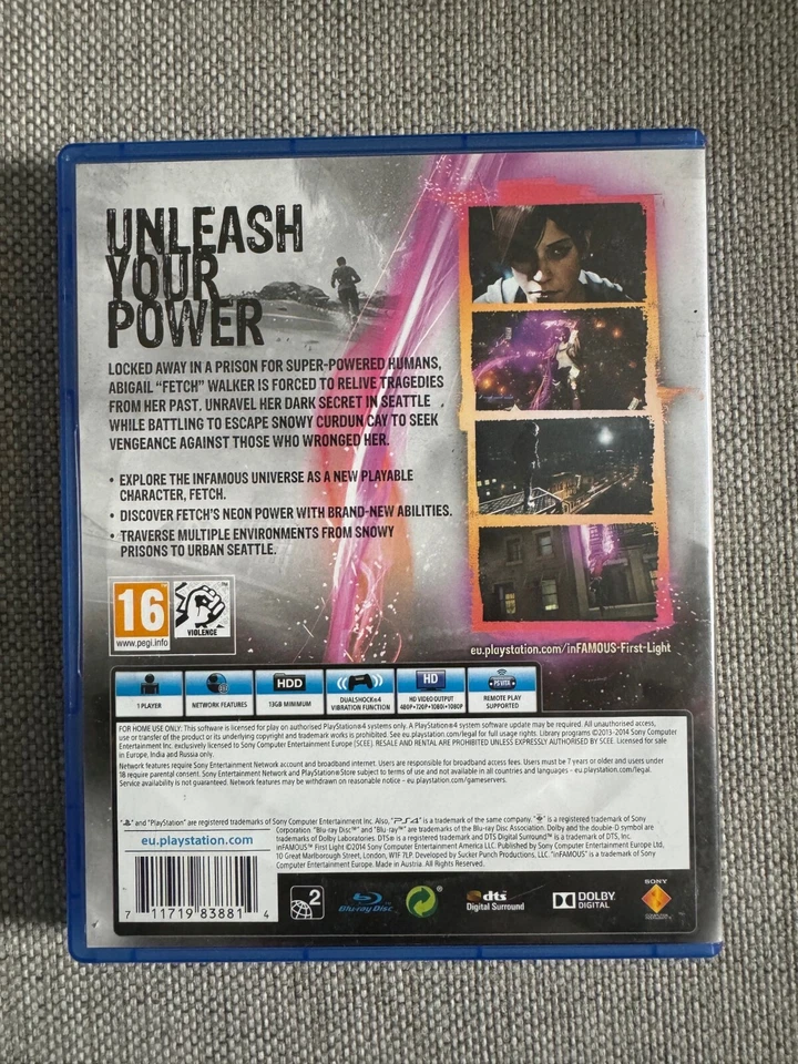 ps4 INFAMOUS FIRST LIGHT Game Playstation REGION FREE PAL UK Version PS5 - Image 2 of 3