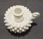 Fenton Hobnail White Milk Glass Single Finger Loop Handle Candle Holder