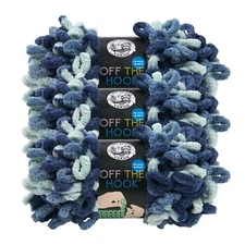 (3 Pack) Lion Brand Yarn 516-208AS Off the Hook Loop Yarn, Blue Sapphire