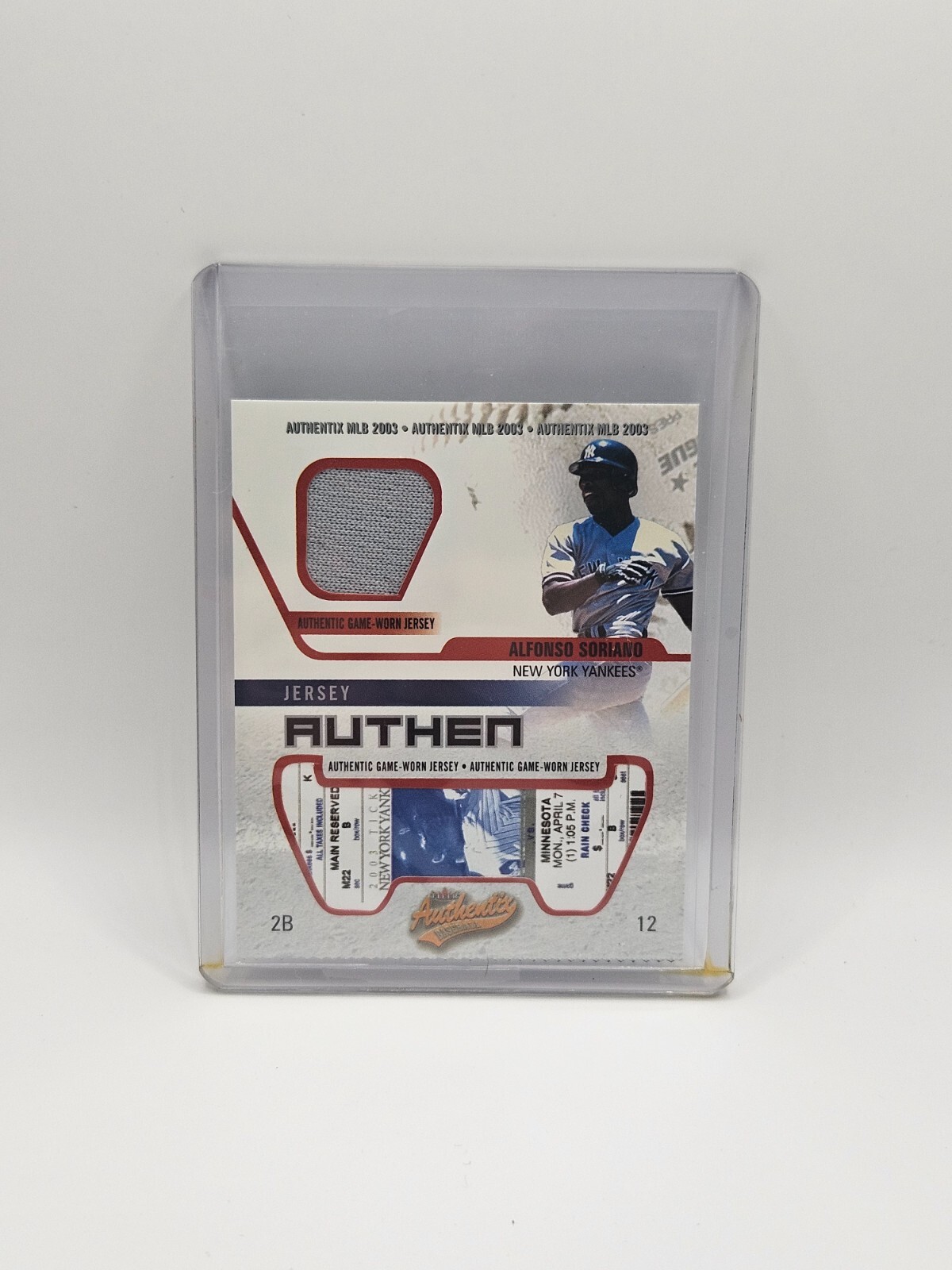 2003 Fleer Authentix Alfonso Soriano Game-Used Jersey Card #JA-AS MINT view 1