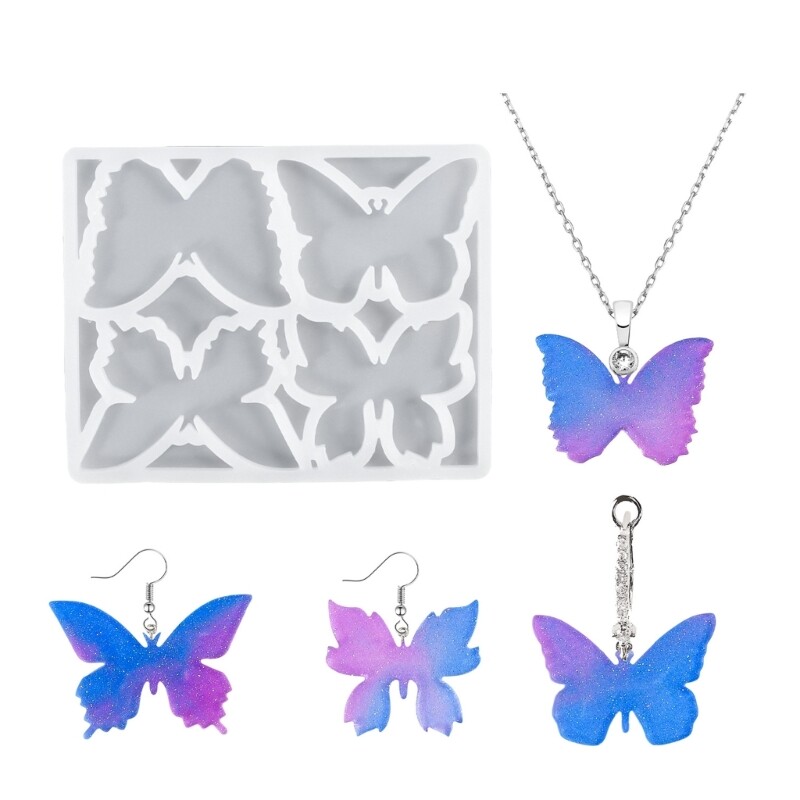 Butterfly Pendant Resin Mold 4 Cavity DIY Jewelry Crafting