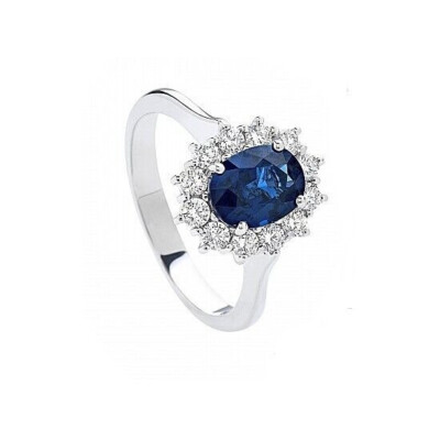 Giorgio Visconti Weißgold Ring mit Diamanten und Saphir NATUR NEU