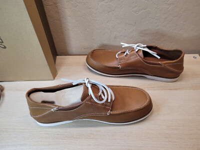 Olukai Moku Brown Leather Boat Loafer Mens Size 11.5 Low  display picture 1