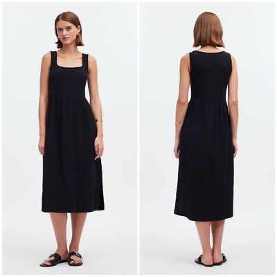 madewell cotton gauze dress Madewell Midi Tank Mixed Media Knit Gauze Dress Cotton Sz XS