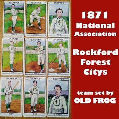 Old Frog 1871 Rockford Forest Citys 9 card 1 HOF National Association baseball