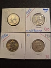 4 High Quality 1956 Silver Washington Quarters.  **2 Rare Type B Proof Reverse!