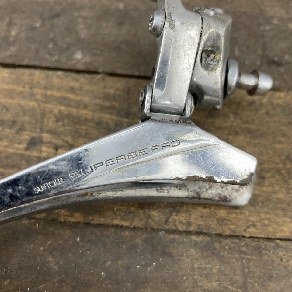 Vintage Suntour Superbe Pro Front Derailleur Road Bike Braze on WEAR - Image 2 of 4