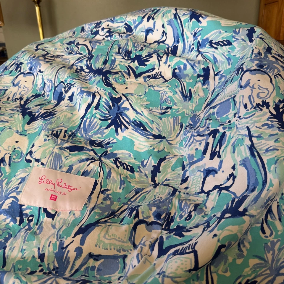 Pottery Barn Lilly Pulitzer Bolsa de Feijão Cadeira Apelo de Elefante Capa com Inserção - Imagem 3 de 4
