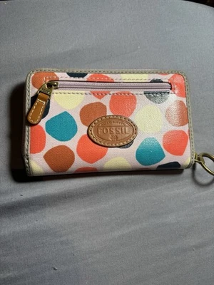 Fossil Zip Around Wallet Clutch Multicolor Polka Dot Print with Coin Pocket - Bild 1 von 4