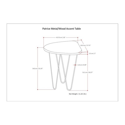 Patrice Modern 18 inch Wide Metal and Wood Accent Side Table in Dark Brown - 第 8/9 張圖片