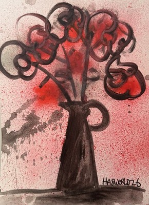 HASWORLD ORIGINAL Kunst Abstrakt Expressionismus Pop Blume Galerie Gemälde Papier