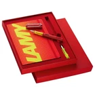 Lamy Al Star 022 Glossy Red Fountain Pen Fine Set with Notebook -New