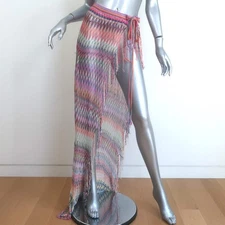 Missoni Chevron Knit Fringed Sarong Multicolor One Size Maxi Wrap Skirt