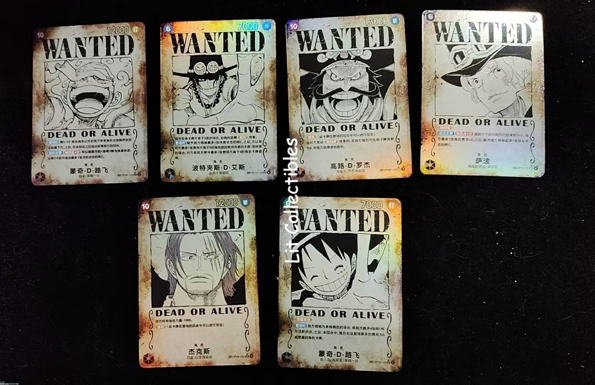 One Piece Wanted Poster Card Set (6pcs) | Luffy Ace Sabo Shanks