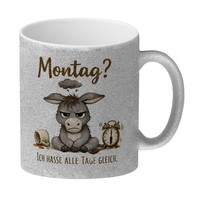 Eddi Esel Ich Hasse Alle Tage Glitzer-Kaffeebecher Mit Spruch Montag