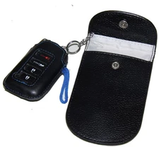 Genuine Leather Car Key Signal Blocker Case, Faraday Bag RFID Key Fob Antithe...