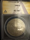 Beautiful ANACS AU58 1889 Morgan Silver Dollar   Uncirculated Philadelphia Mint