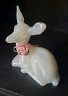 Vintage FENTON Pearly Sentiments Iridescent Glass Deer Figurine w/ Rose & Ribbon